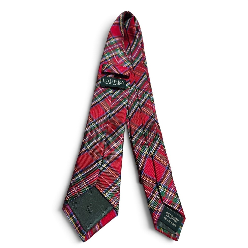 Lauren Ralph Lauren Silk Necktie Red Tartan Plaid Holiday Preppy Classic